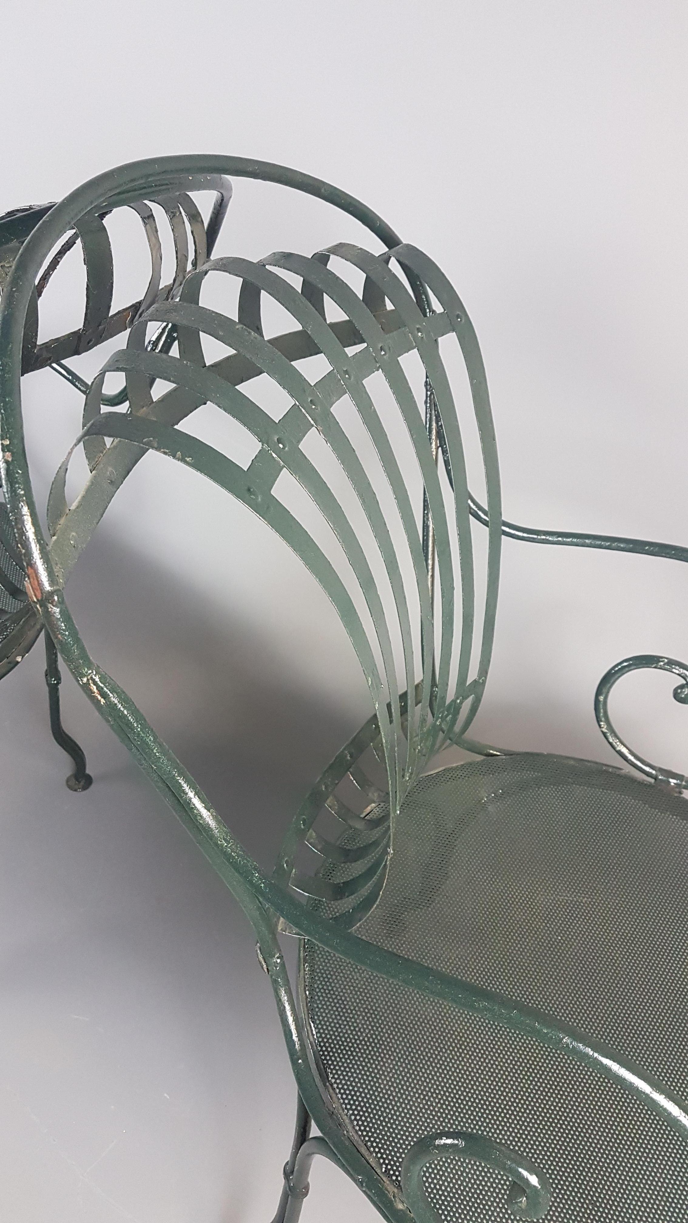 Steel Pair of Green Francois Carre Chairs Designed by Le Corbusier For Sale