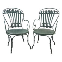 Pair of Green Francois Carre Chairs Designed by Le Corbusier