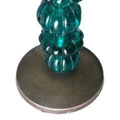 Pair of Green Glass Candlestick Lamps