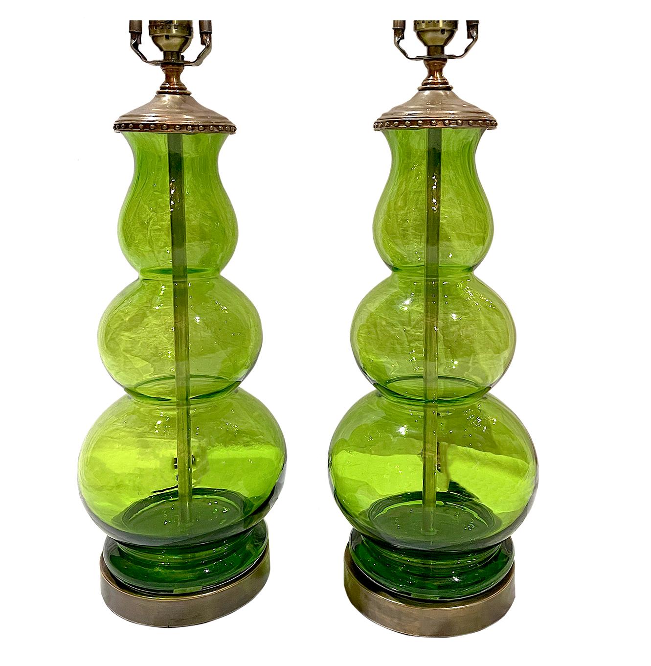 green glass lamp vintage