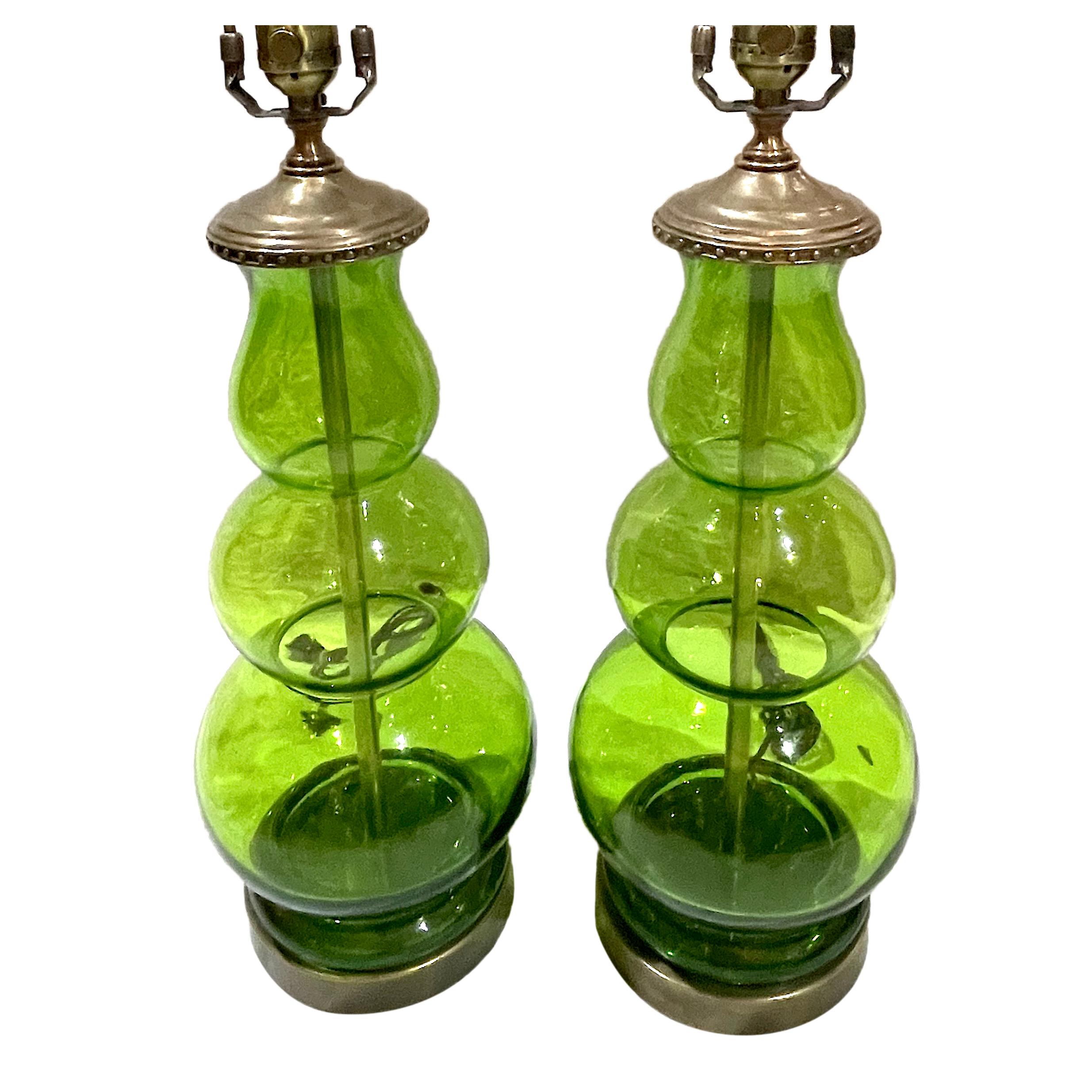 vintage lamp green glass