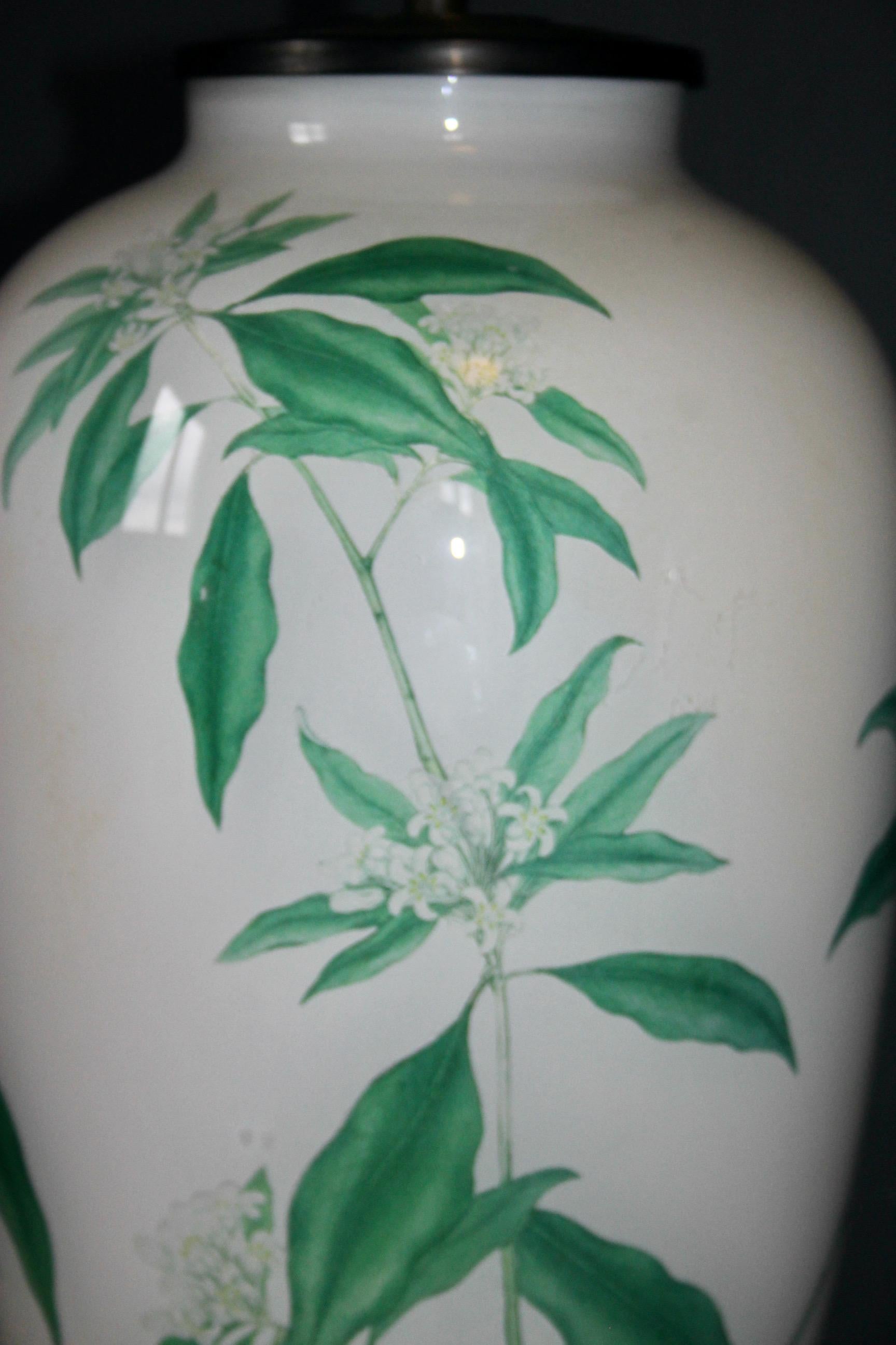 Pair of green glass table lamp For Sale 2