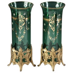Pair of Green Glass Vases