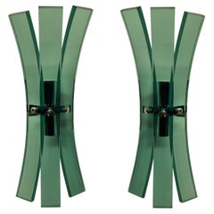 Pair of Green Glass Veca Wall Lights