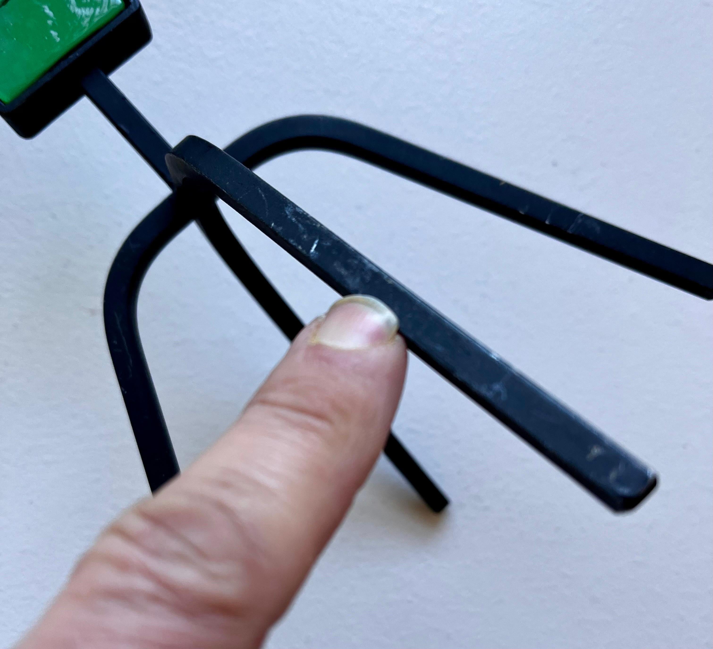 Coppia di candelabri in vetro verde e ferro battuto per Ystad-Metall di Gunnar Ander in vendita 12