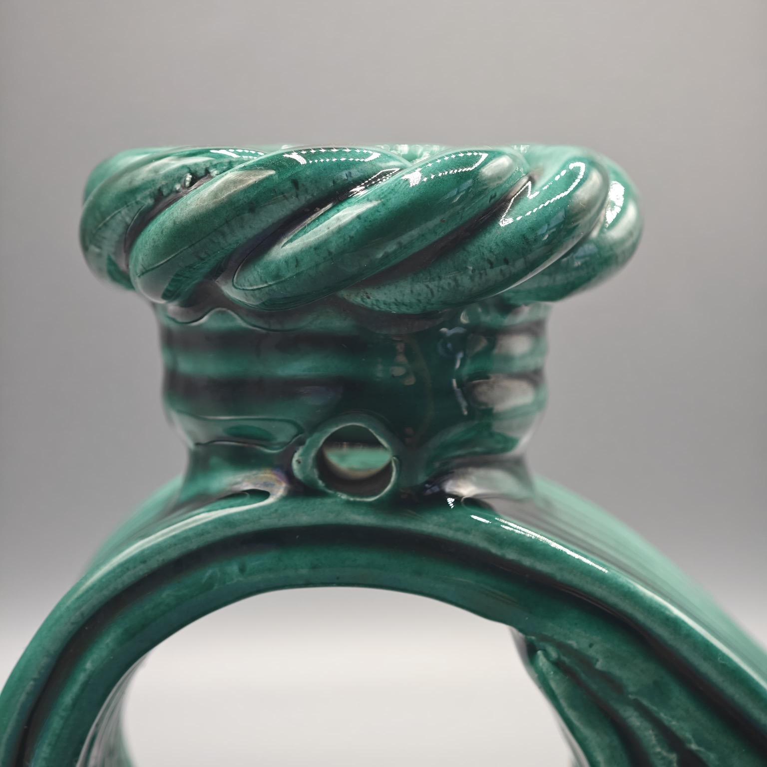Coppia di candelabri smaltati verdi, Vallauris anni '50 in vendita 4