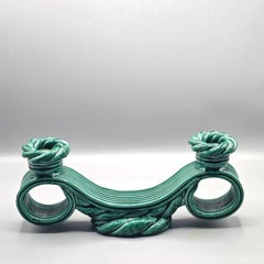 Pair of green glazed candlesticks, Vallauris 1950's
