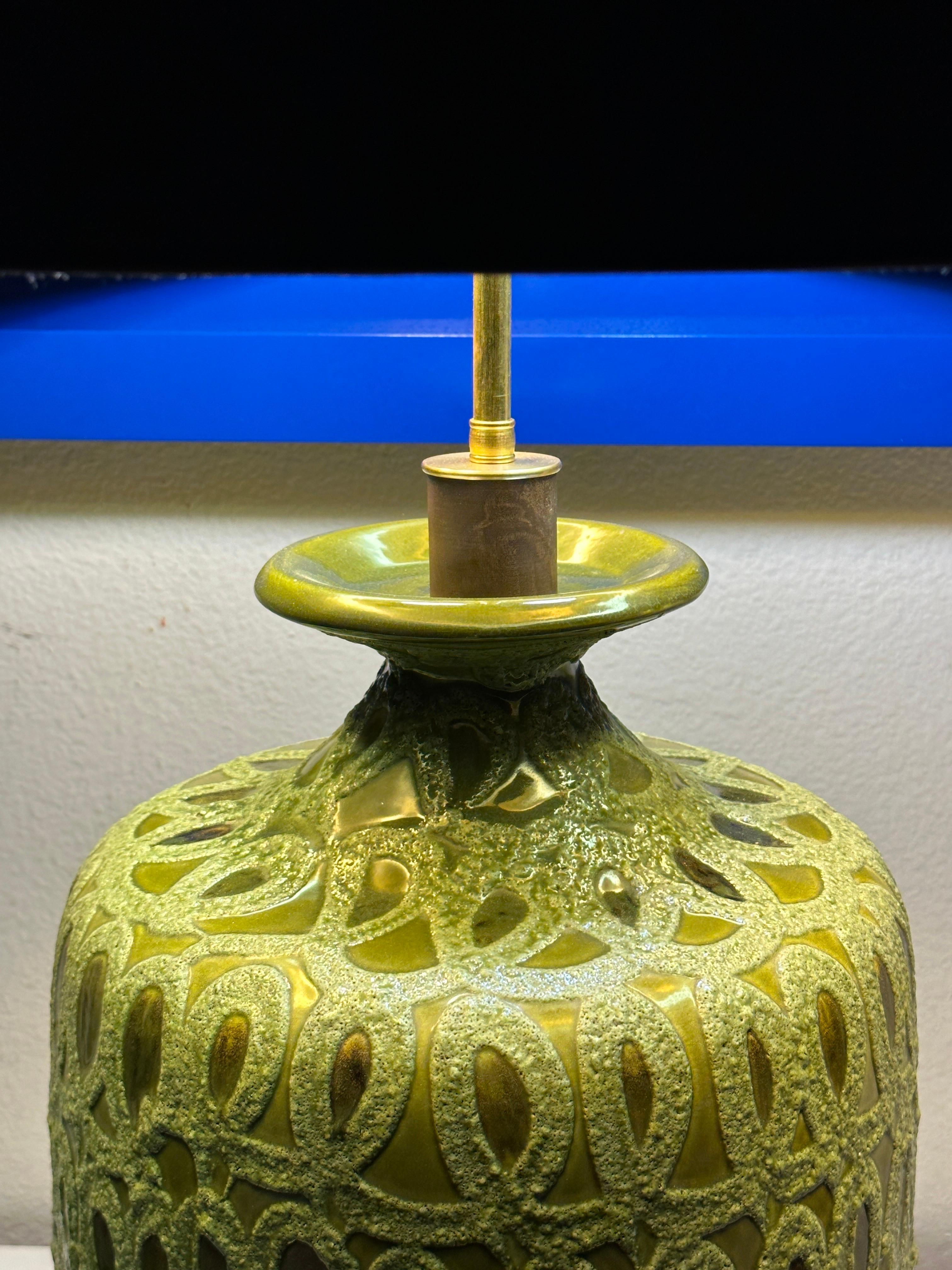 Pair of Green Glazed Ceramic Lamps 5