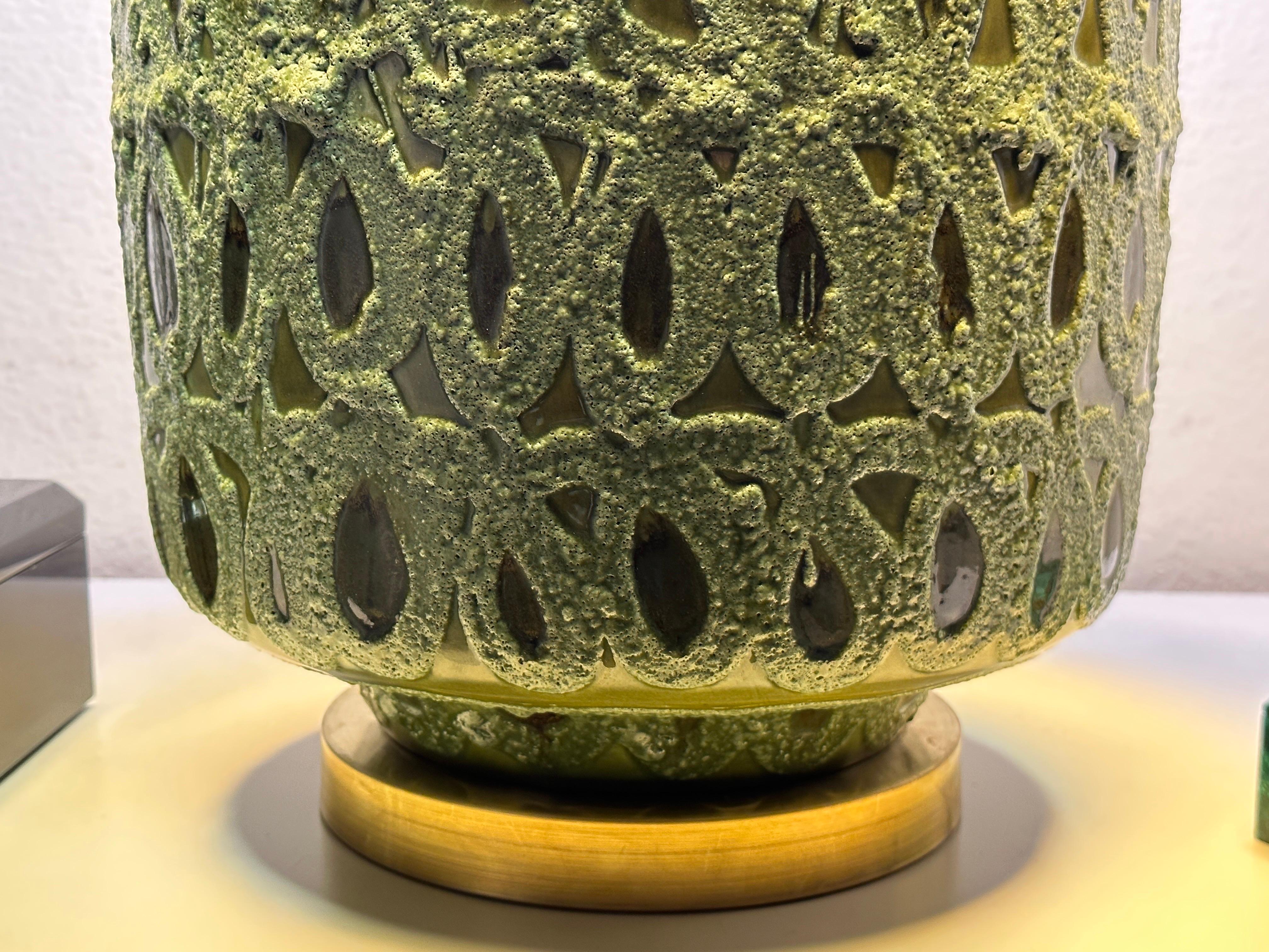 Pair of Green Glazed Ceramic Lamps 6