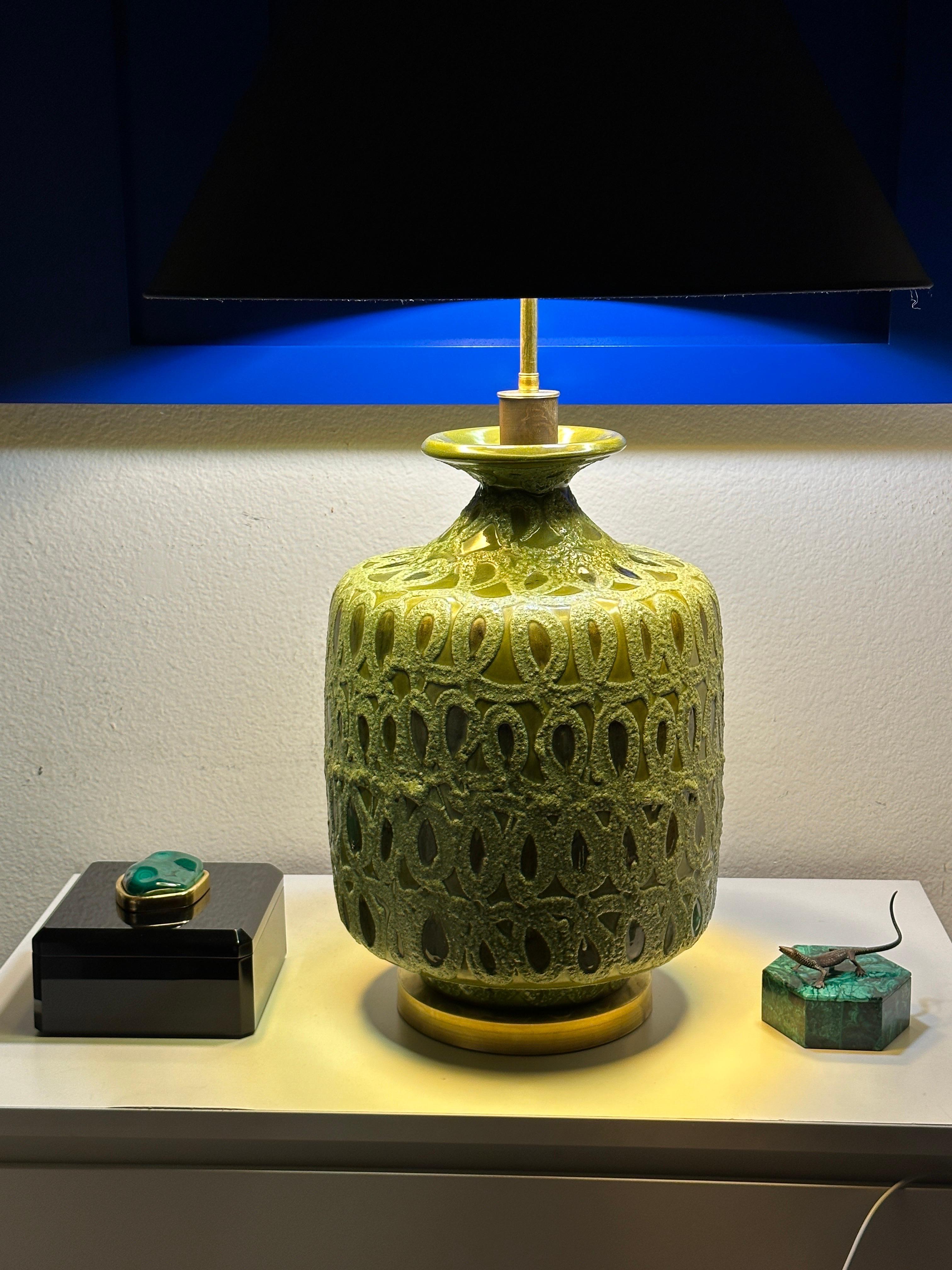 Pair of Green Glazed Ceramic Lamps 3