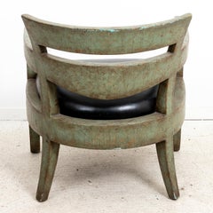 Pair of Green Glazed Open Armchairs
