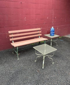 Pair of Green Mid Century Iron Garden Side Tables
