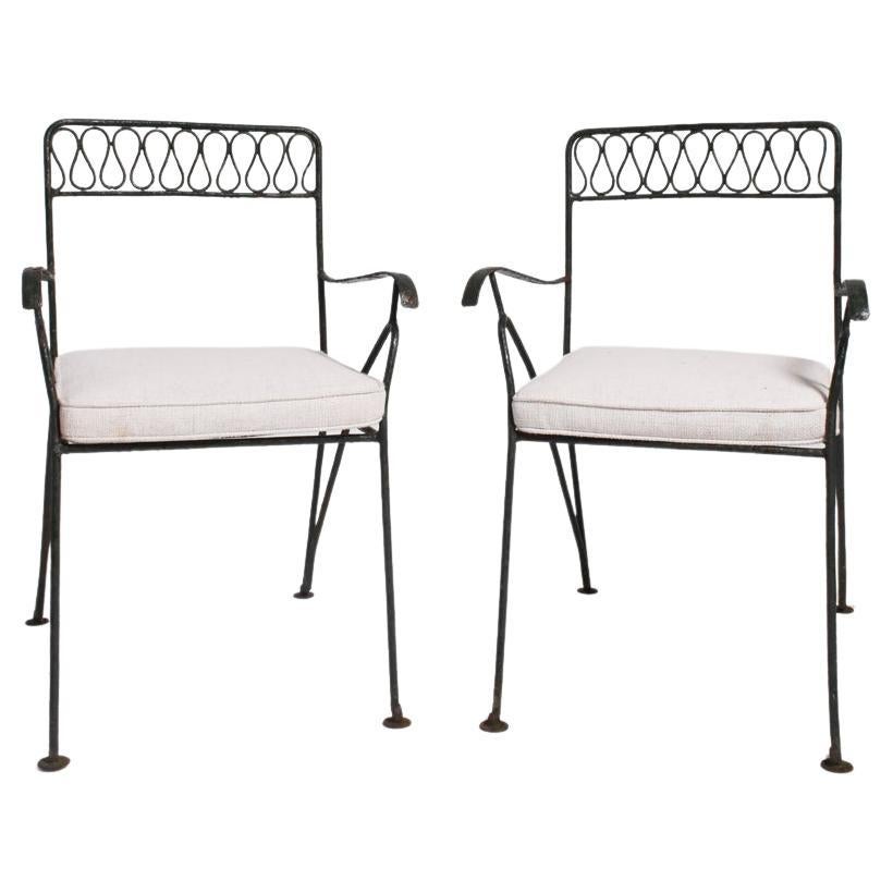Paar Ondulation-Sessel aus grünem Eisen, 1950er Jahre