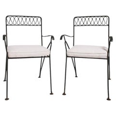 Pair of Green Iron Ondulation Armchair, 1950s