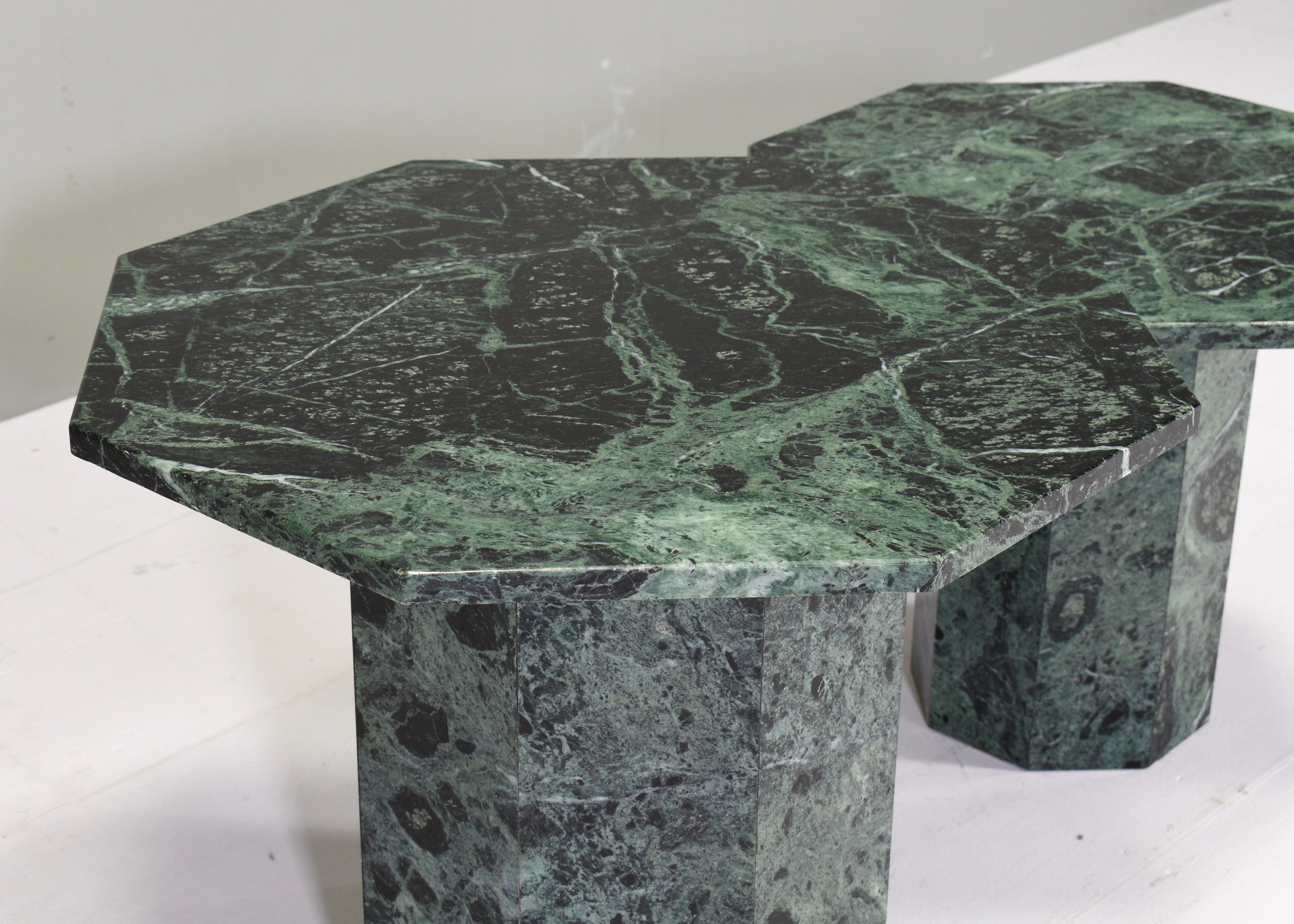 Pair of Green Italian Marble Coffee / Side Tables, Italy, circa 1970 3