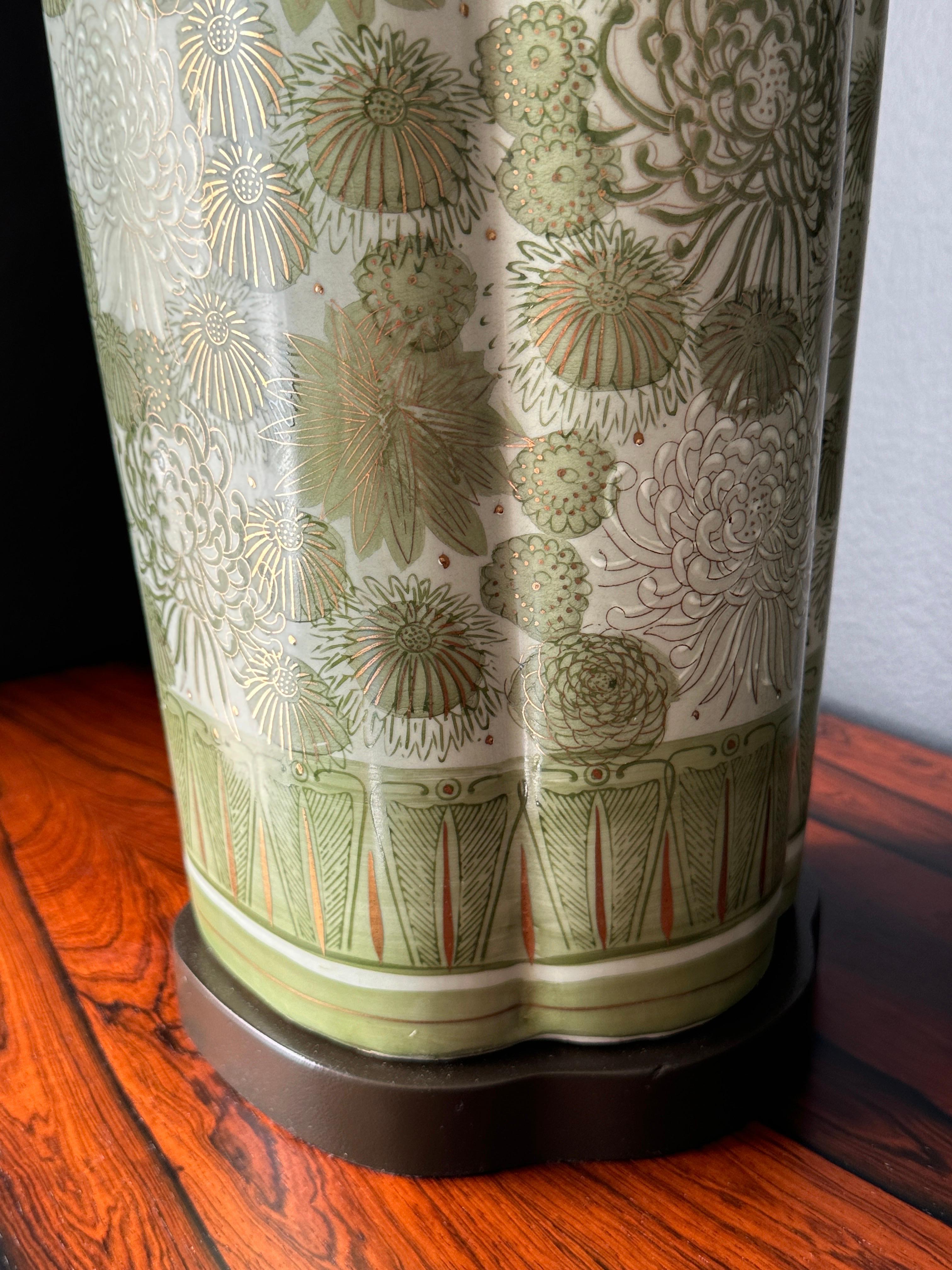 Pair of Green Japanese Porcelain Lamps 3