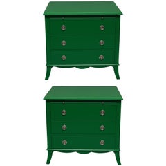 Pair of Green Lacquered Chests