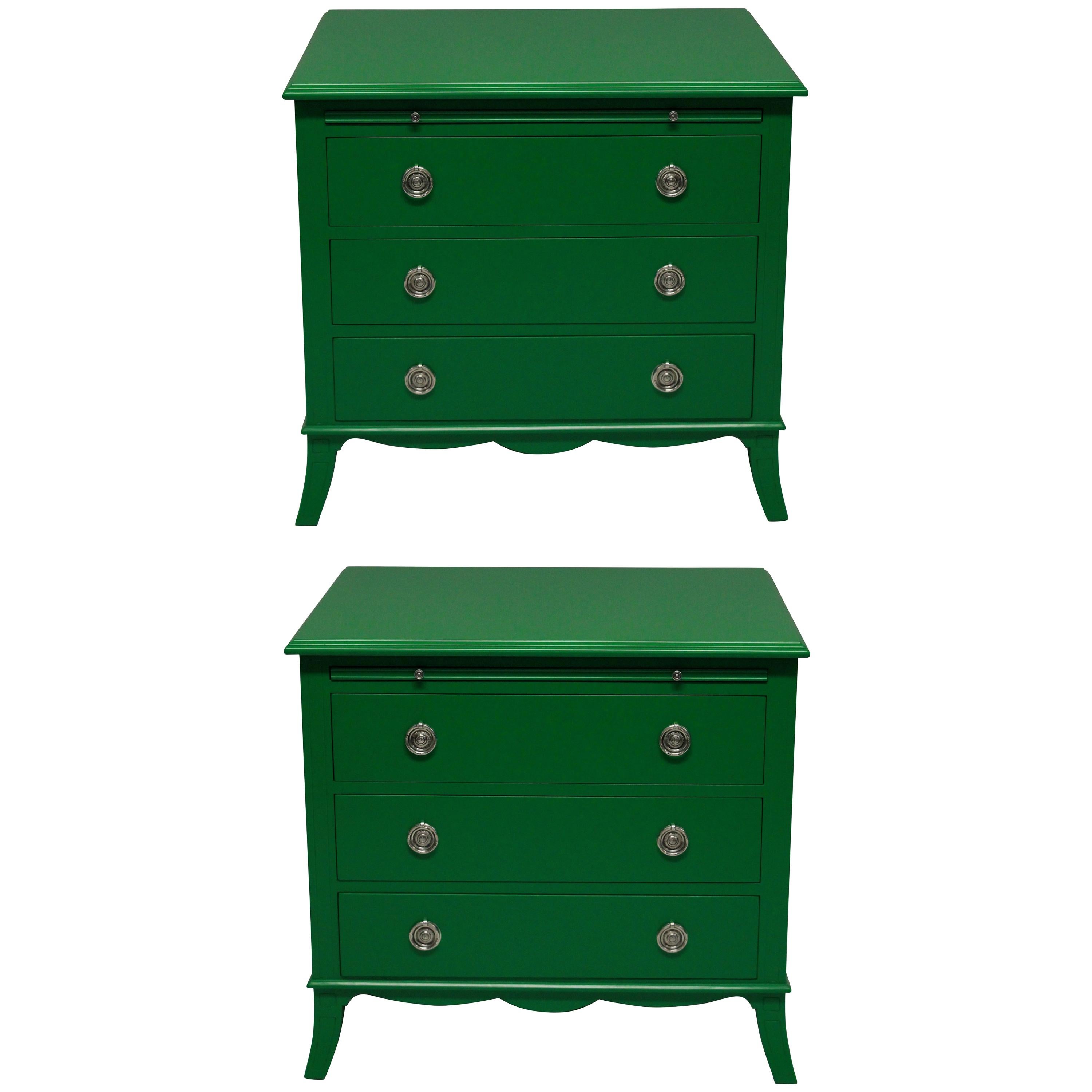 Pair of Green Lacquered Chests