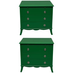 Pair of Green Lacquered Chests