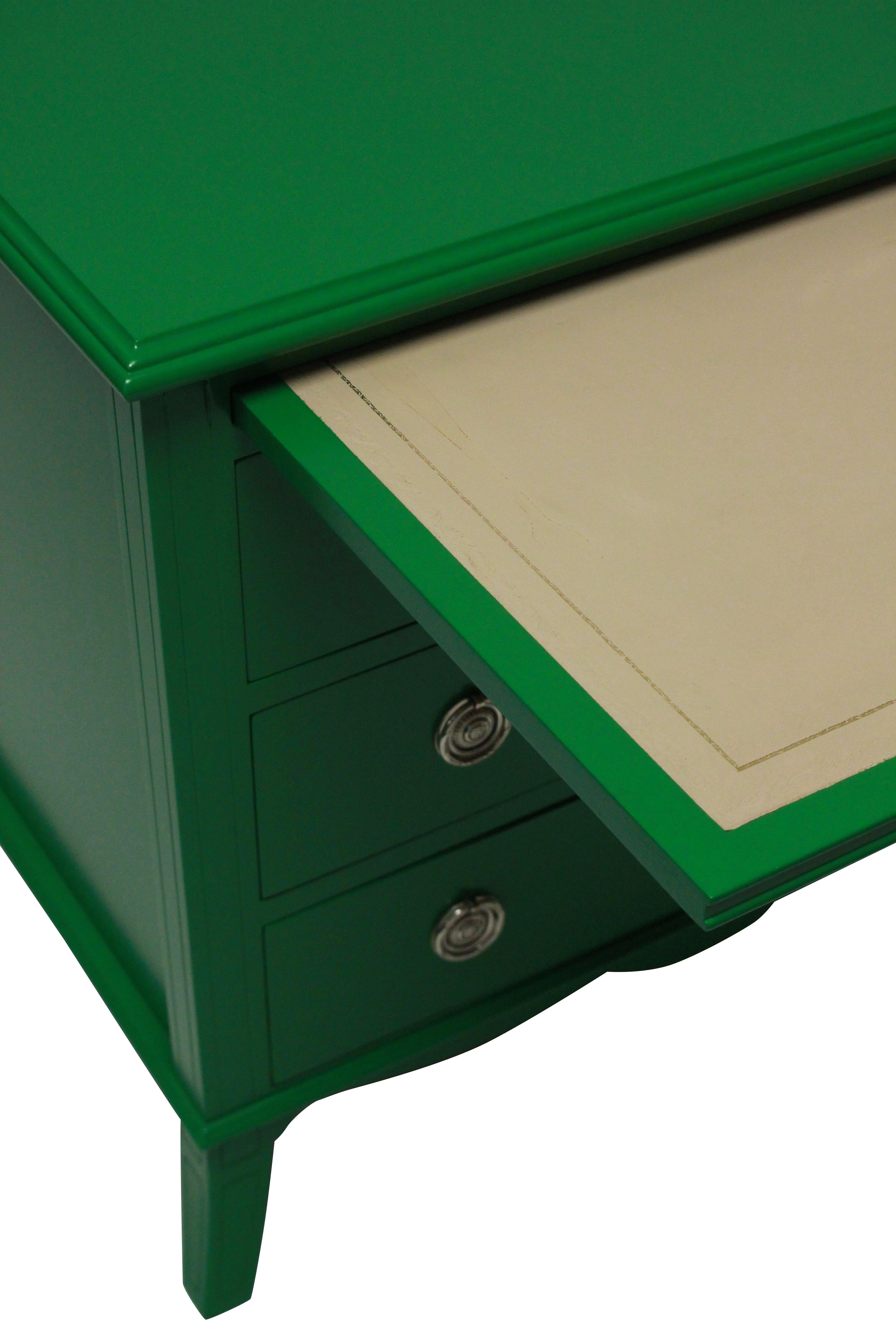 Beech Pair of Green Lacquered Chests in the Manner of Dorothy Draper