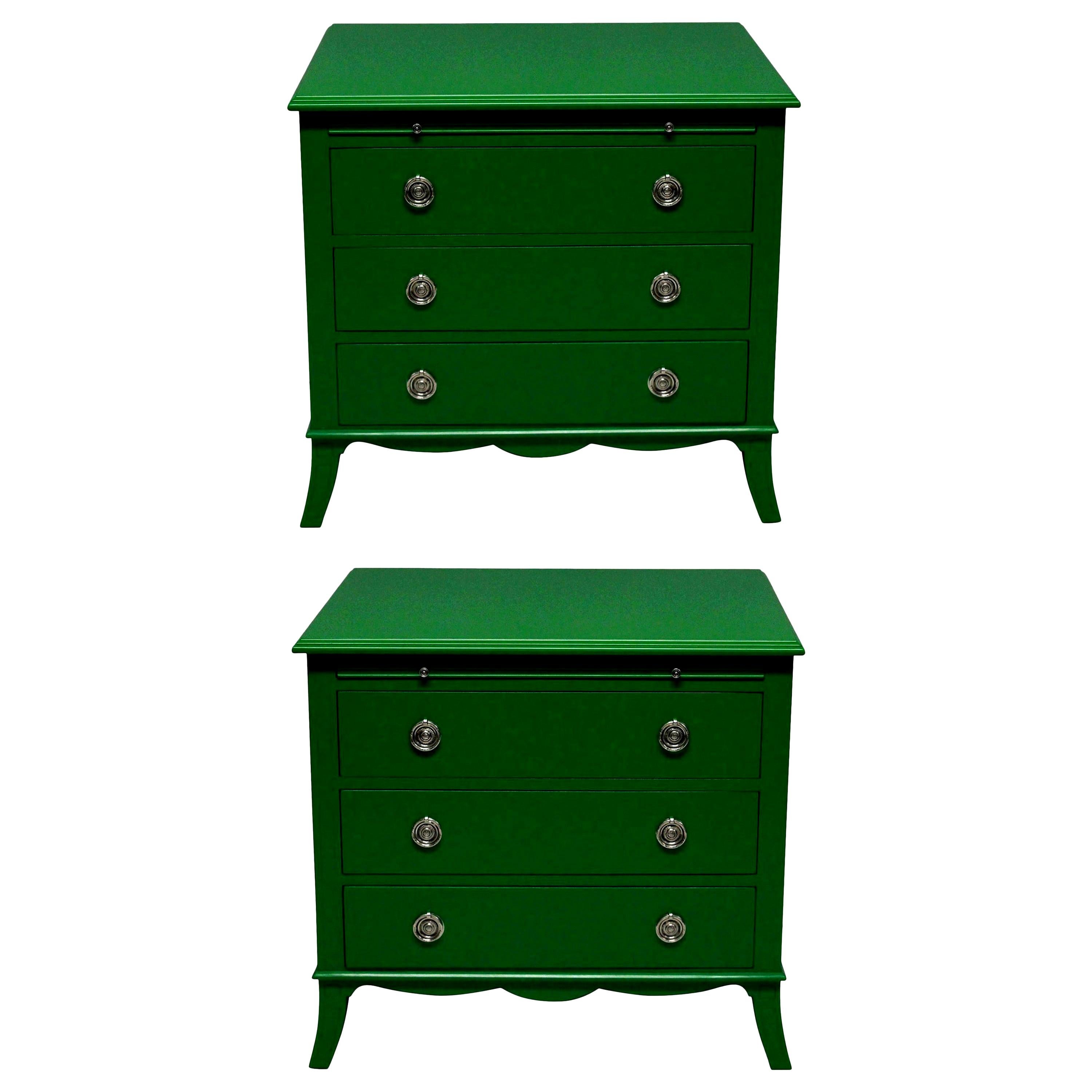 Pair of Green Lacquered Chests in the Manner of Dorothy Draper