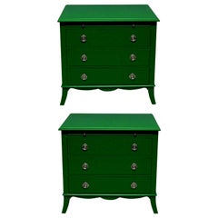 Pair of Green Lacquered Chests in the Manner of Dorothy Draper