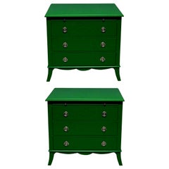 Pair of Green Lacquered Chests in the Manner of Dorothy Draper