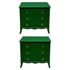 Pair of Green Lacquered Chests in the Manner of Dorothy Draper