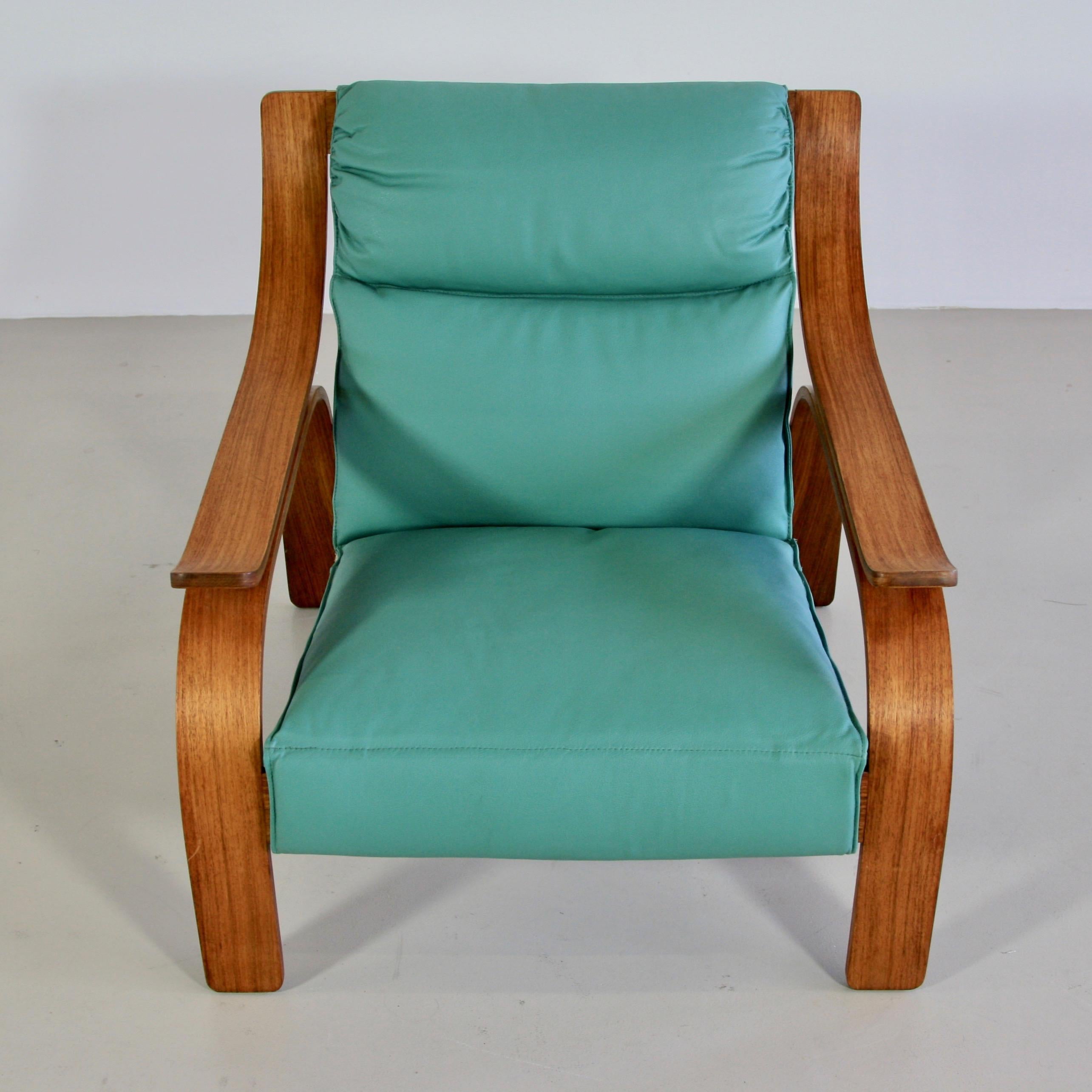 Italian Pair of Green Leather Armchairs by Marco Zanuso, 1964 For Sale
