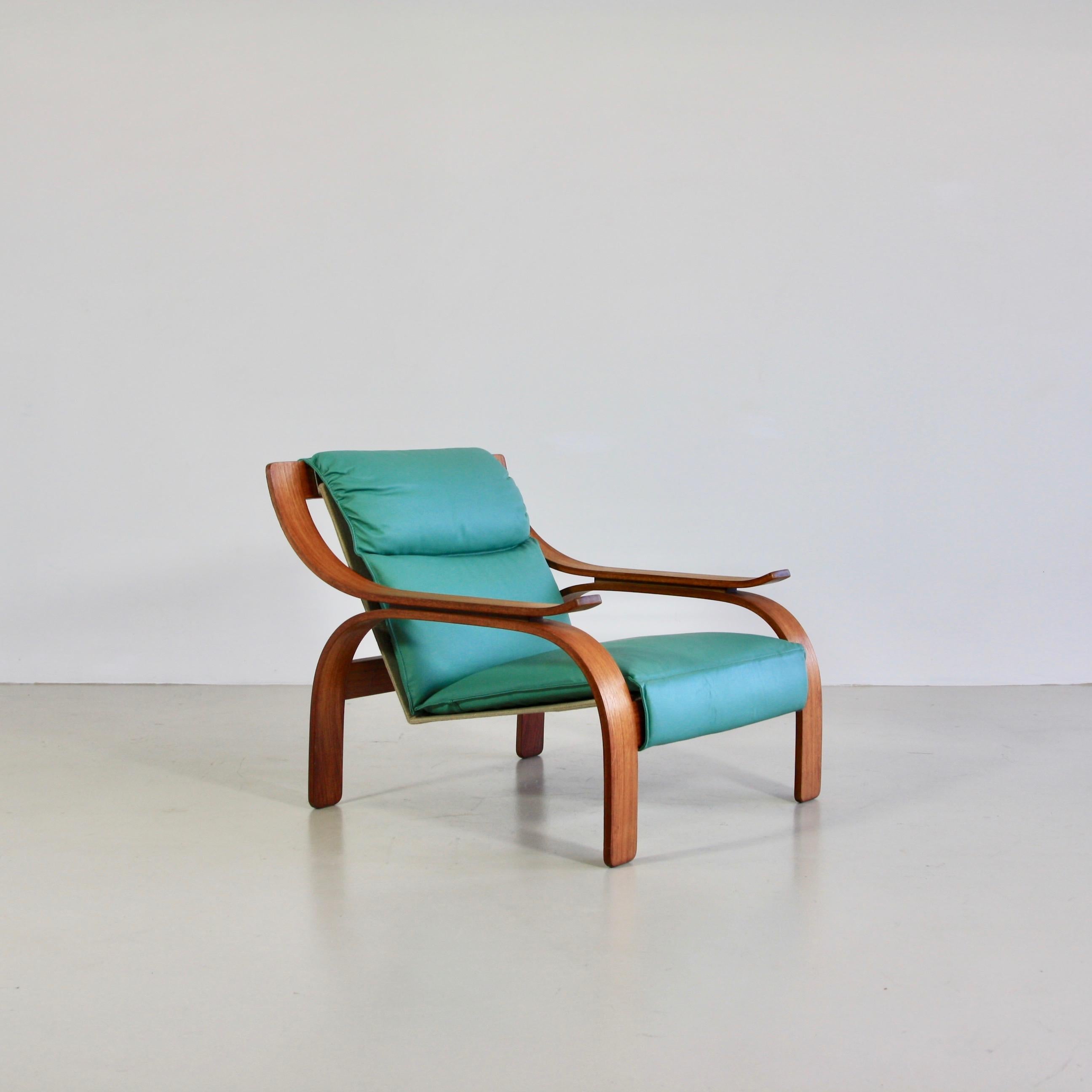 Pair of Green Leather Armchairs by Marco Zanuso, 1964 For Sale 2