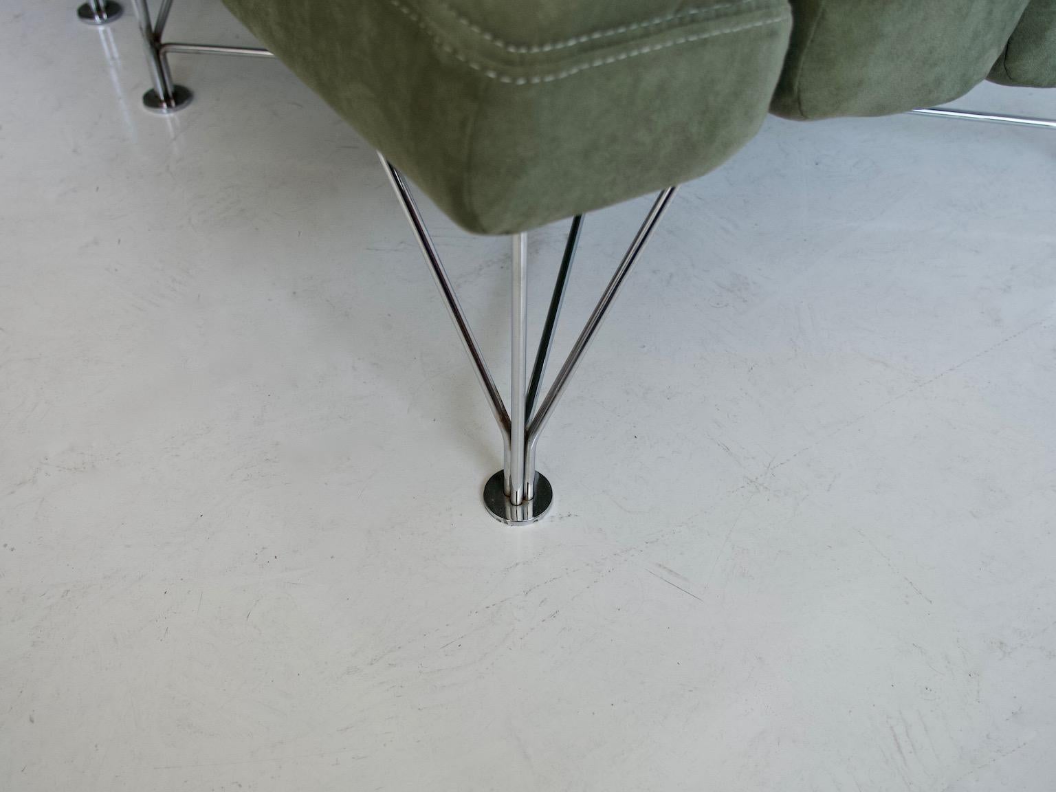 Modern Pair of Green Lounge Chairs with Steel Frame by DUX Design Team