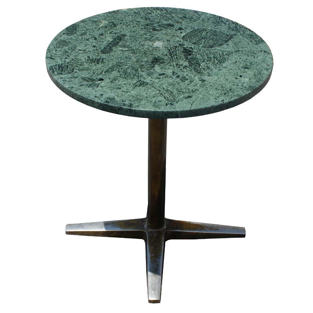 Late 20th Century Pair Of Green Marble And Chrome Side Tables