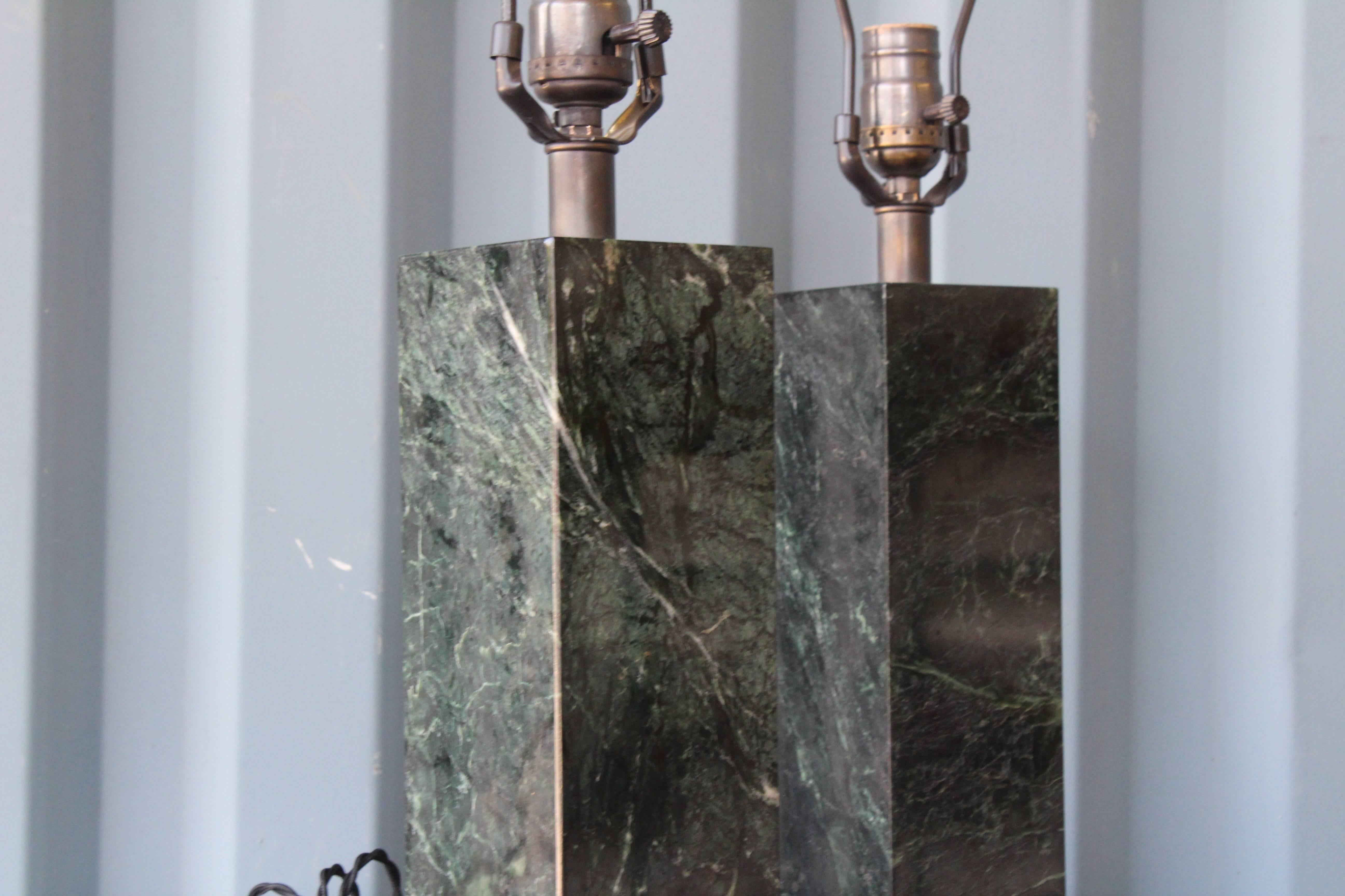 Pair of Green Marble Lamps, 1960s 2