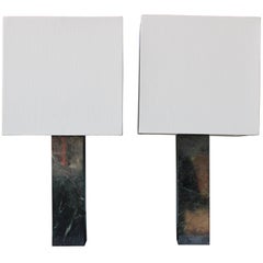 Pair of Green Marble Lamps, 1960s