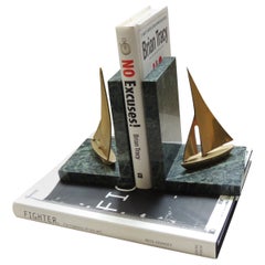Pair of Green Marble Mid-Century Modern Bookends