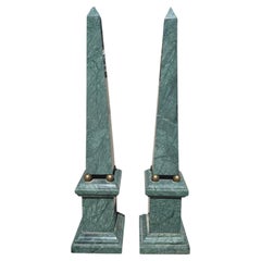 Pair of green Marble Obelisks, Italy, 1970s