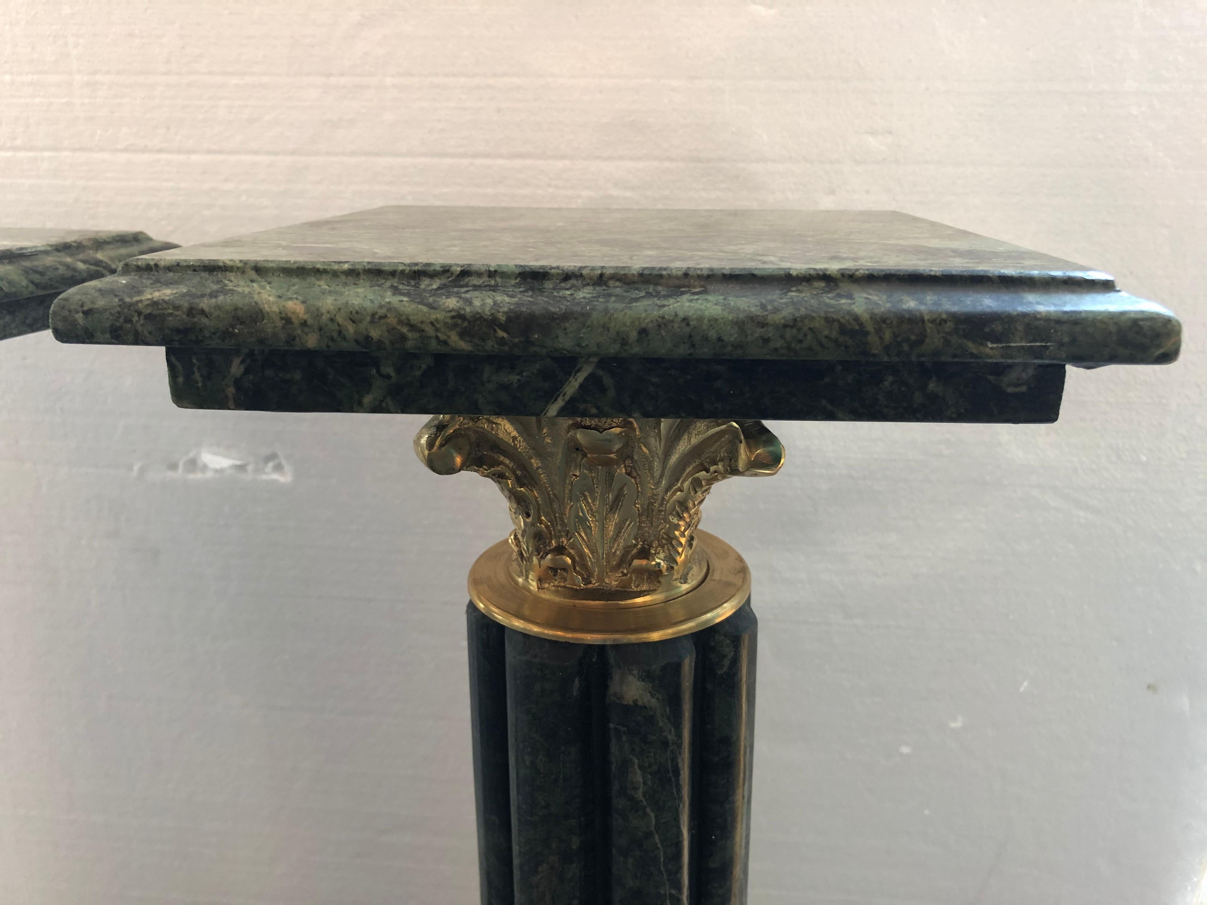 Pair of antique style marble pedestals with applied bronze approx.