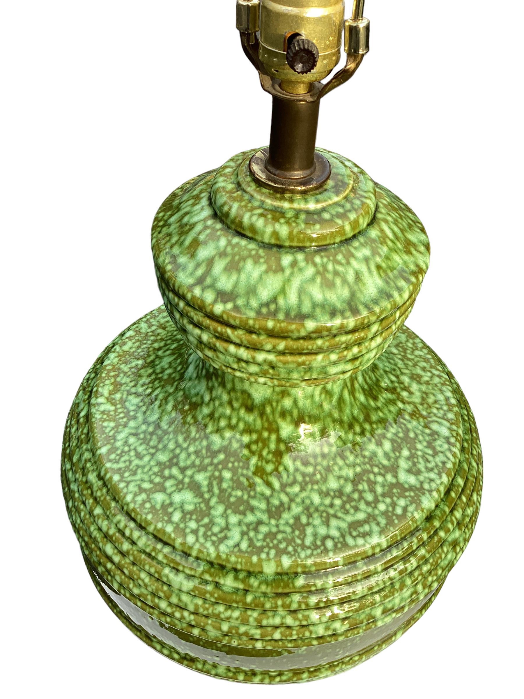 20th Century Pair of Green Mid-Century Italian Ceramic Lamps, circa 1960s