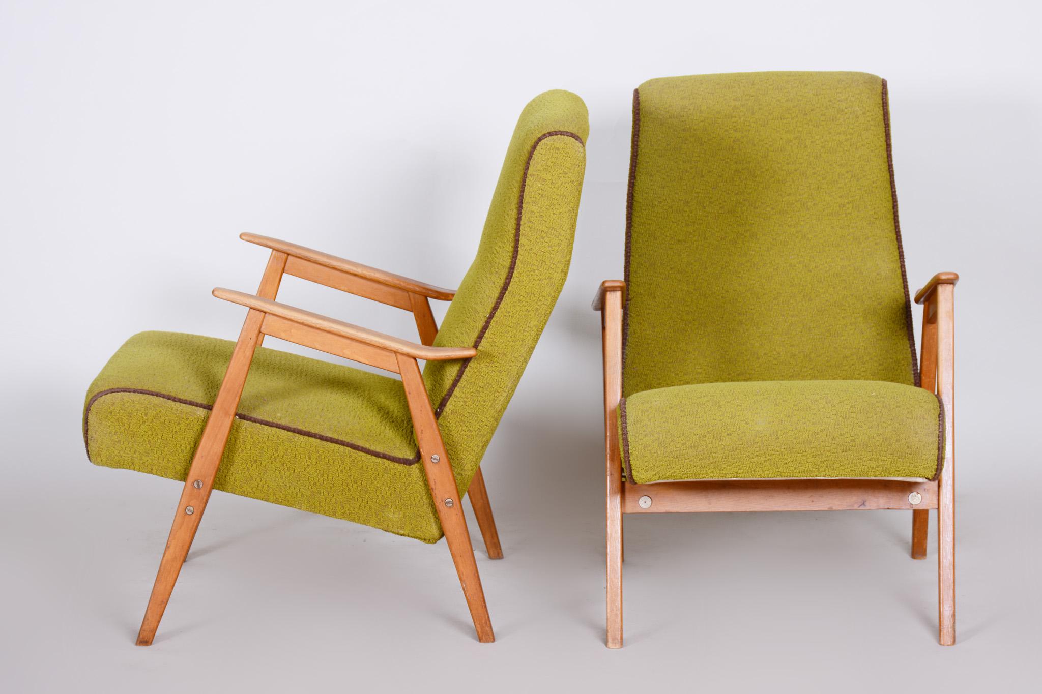 Mid-Century Modern Pair of Green Midcentury Armchairs, Made by Jaroslav Šmídek in 1960s Czechia