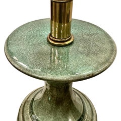 Pair of Green Midcentury Porcelain Lamps