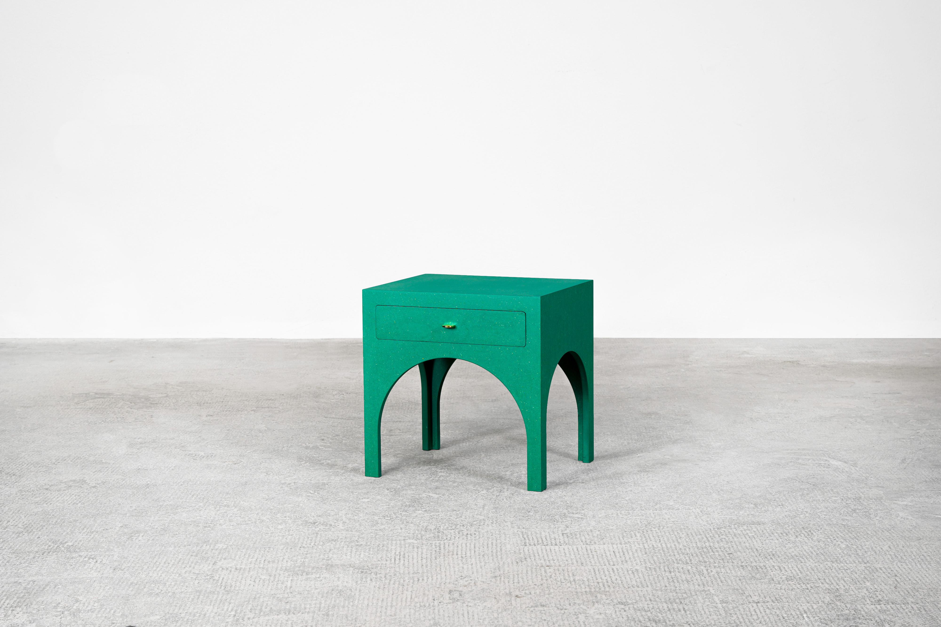 German Pair of Green Minimalist Nightstands Side Tables by Atelier Bachmann, 2019 For Sale