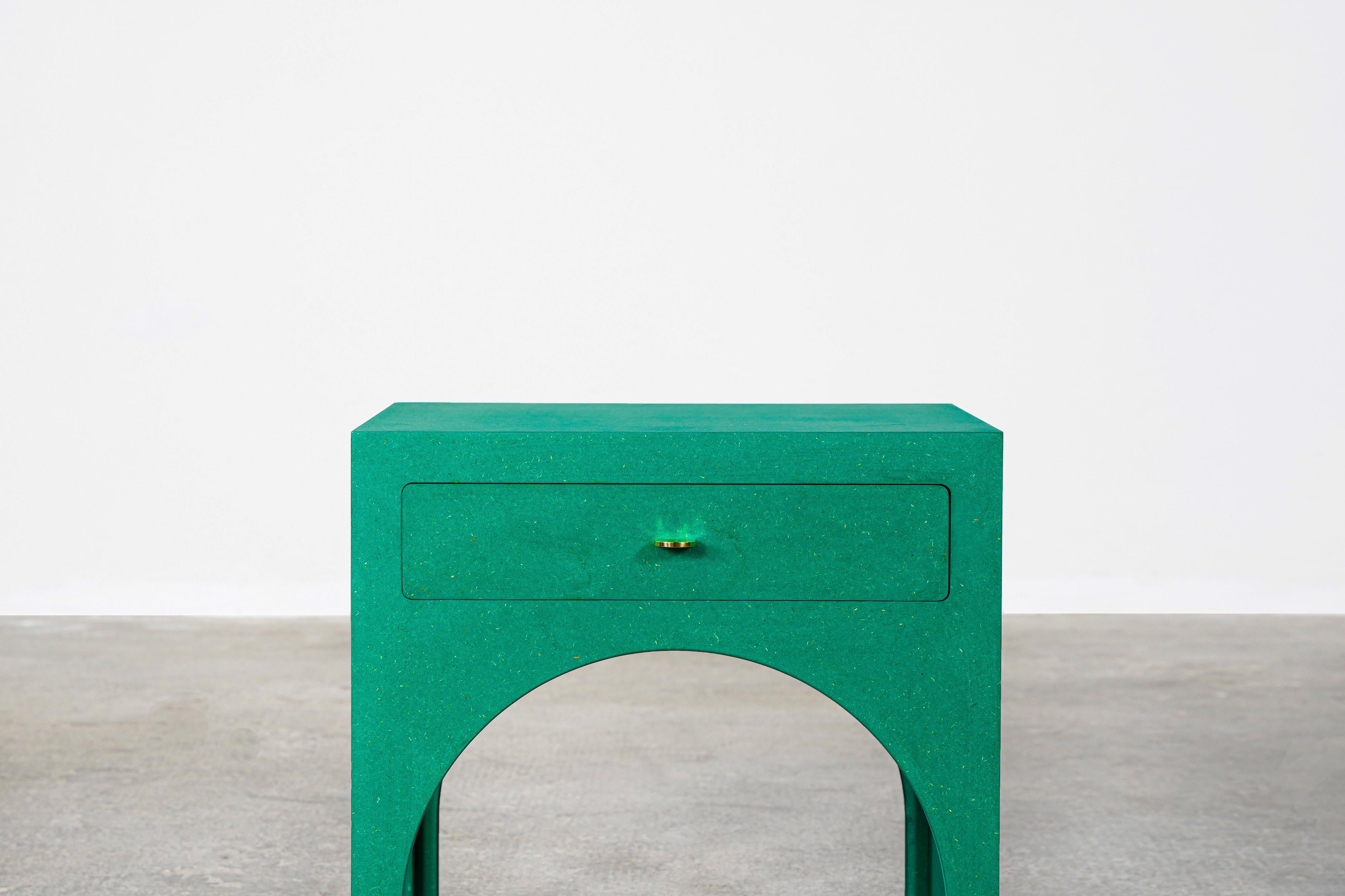 Contemporary Pair of Green Minimalist Nightstands Side Tables by Atelier Bachmann, 2019 For Sale