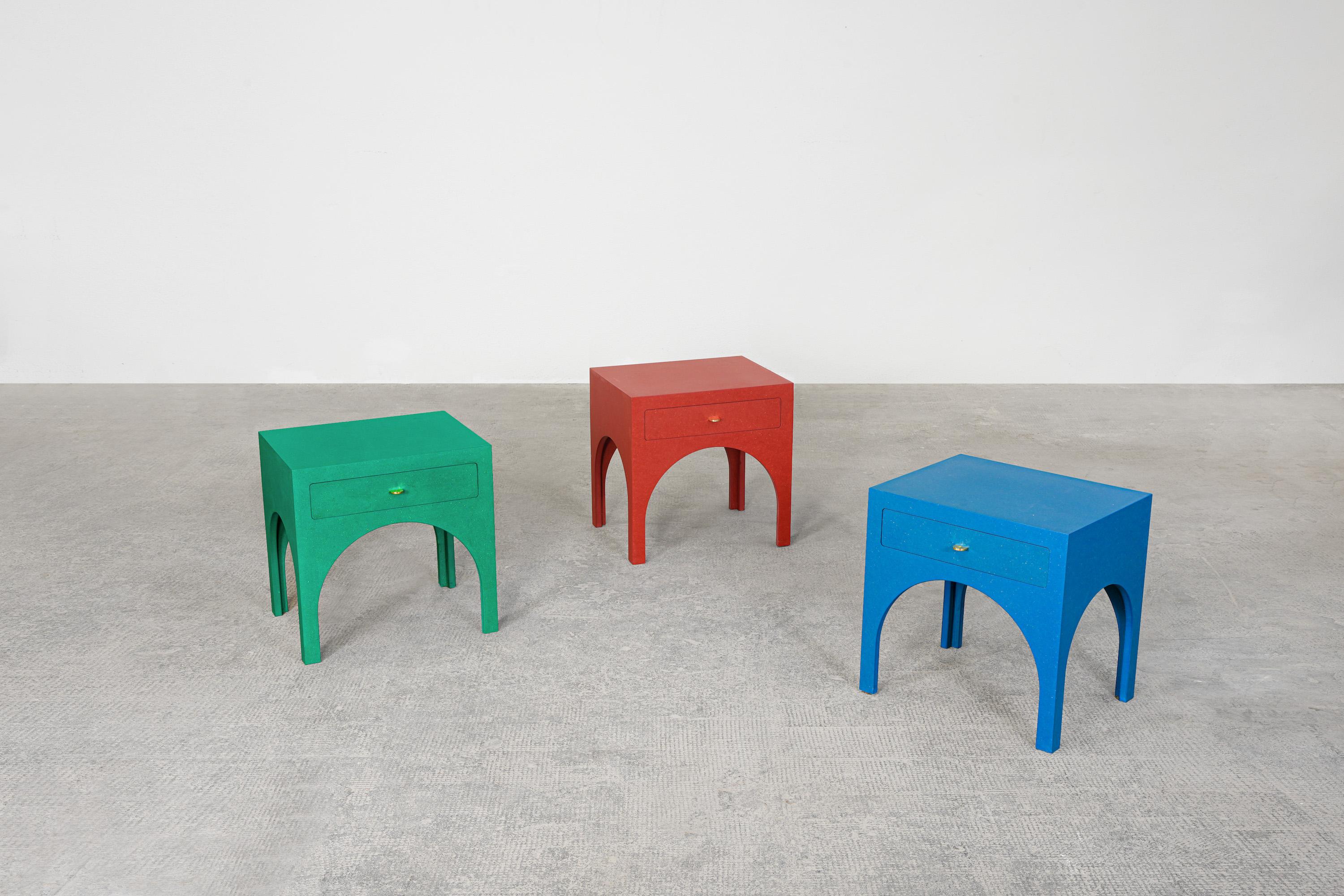 Paire de tables de nuit minimalistes vertes d'Atelier Bachmann, 2019 en vente 3