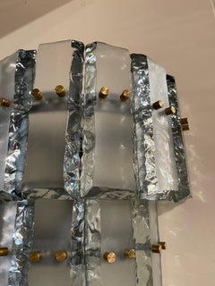 Pair of Green Murano Glass and Brass Sconces