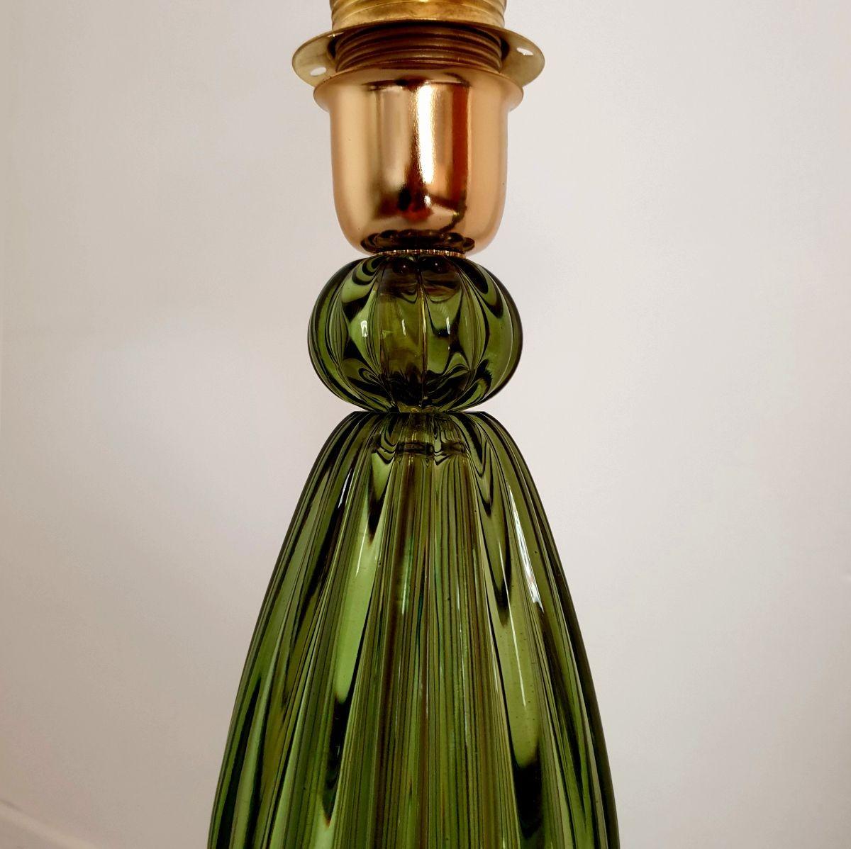 Paire de lampes vertes en verre de Murano en vente 2