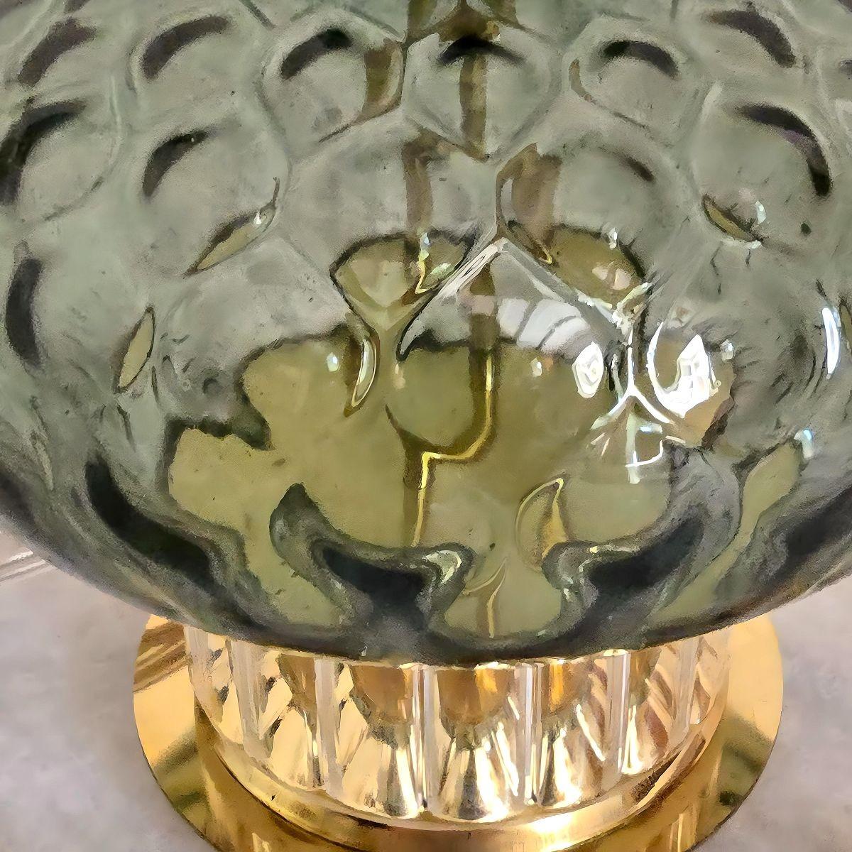 Coppia di lampade in vetro di Murano verde, Italia in vendita 3