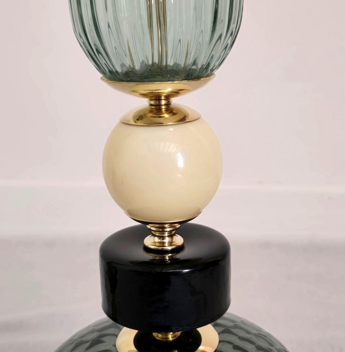 Fine XX secolo Coppia di lampade in vetro di Murano verde, Italia in vendita