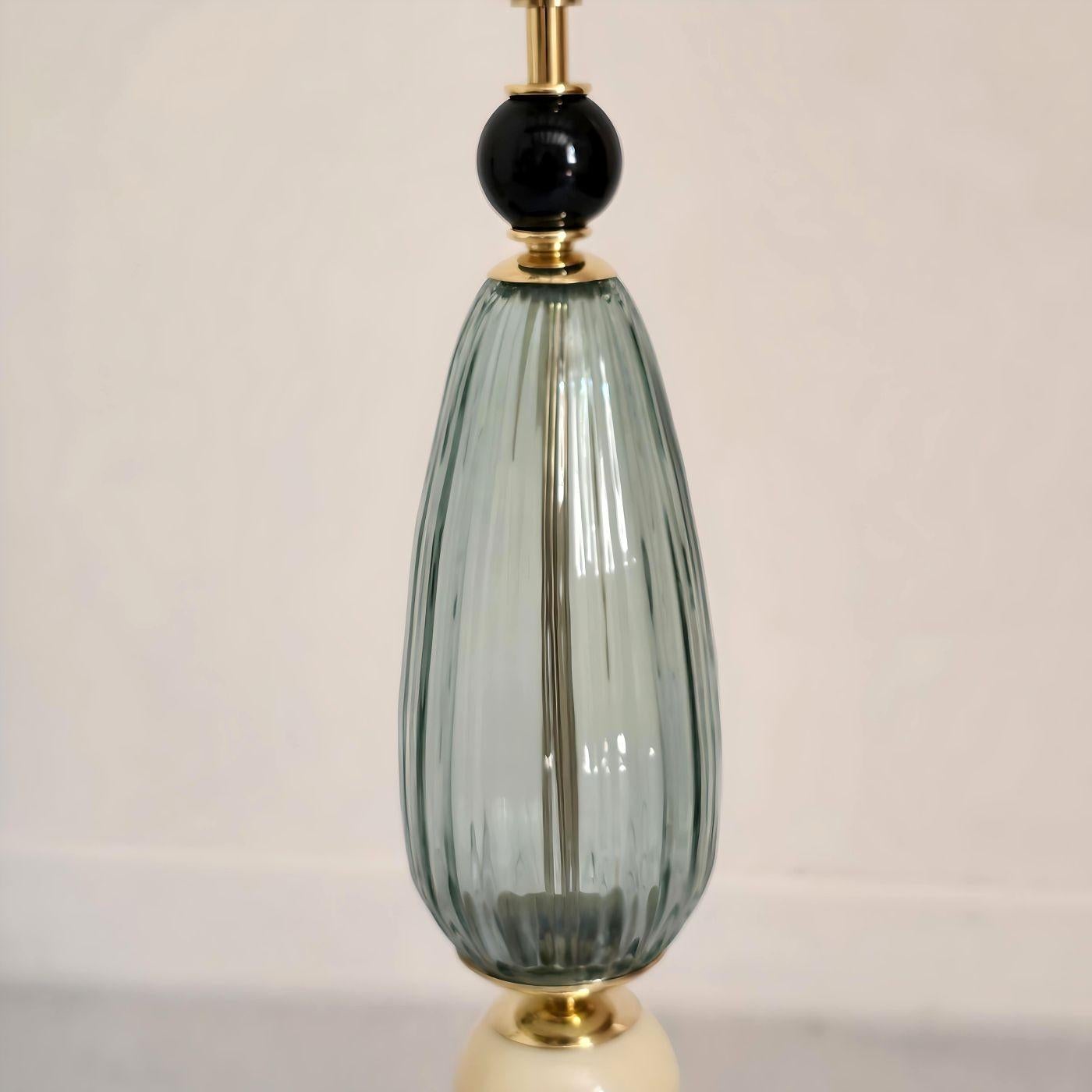 Ottone Coppia di lampade in vetro di Murano verde, Italia in vendita