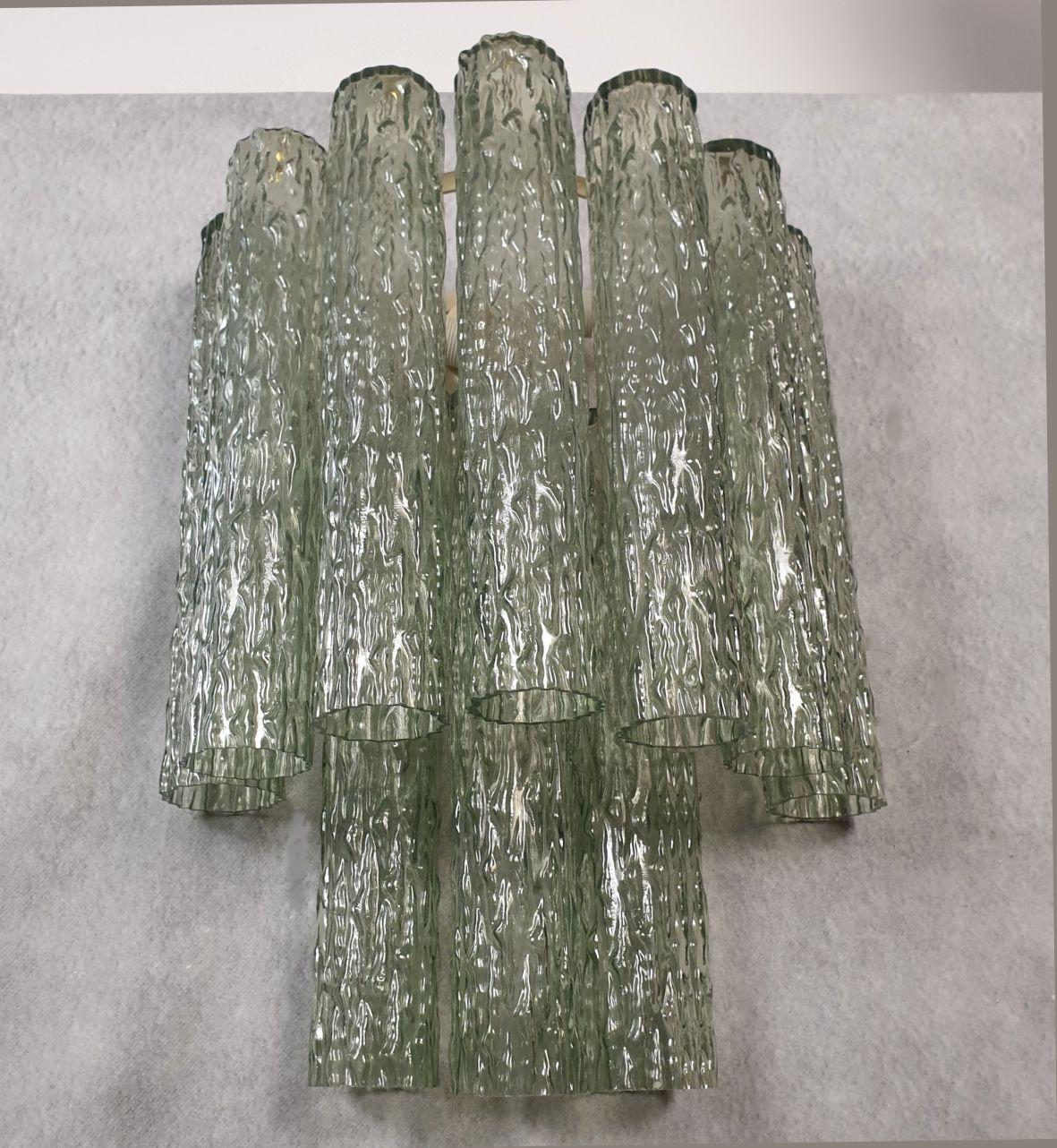 Mid-Century Modern Pair of green Murano glass sconces For Sale