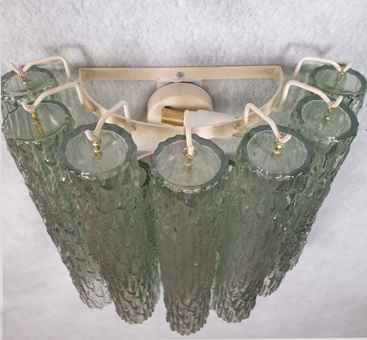 Late 20th Century Pair of green Murano glass sconces For Sale